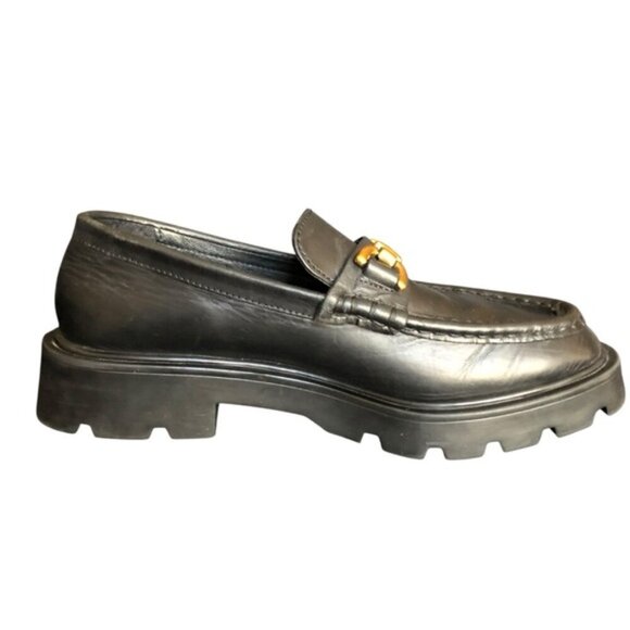 Zara Chunky Lug Sole Loafers Black Gold Bit EU 37 (US 6.5–7) - Picture 6 of 12